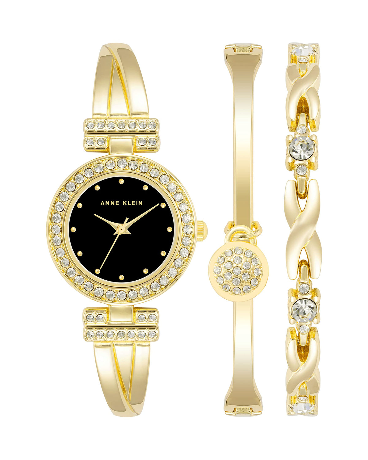 Anne Klein Women's Premium Crystal Accented Bangle Watch and Bracelet Set