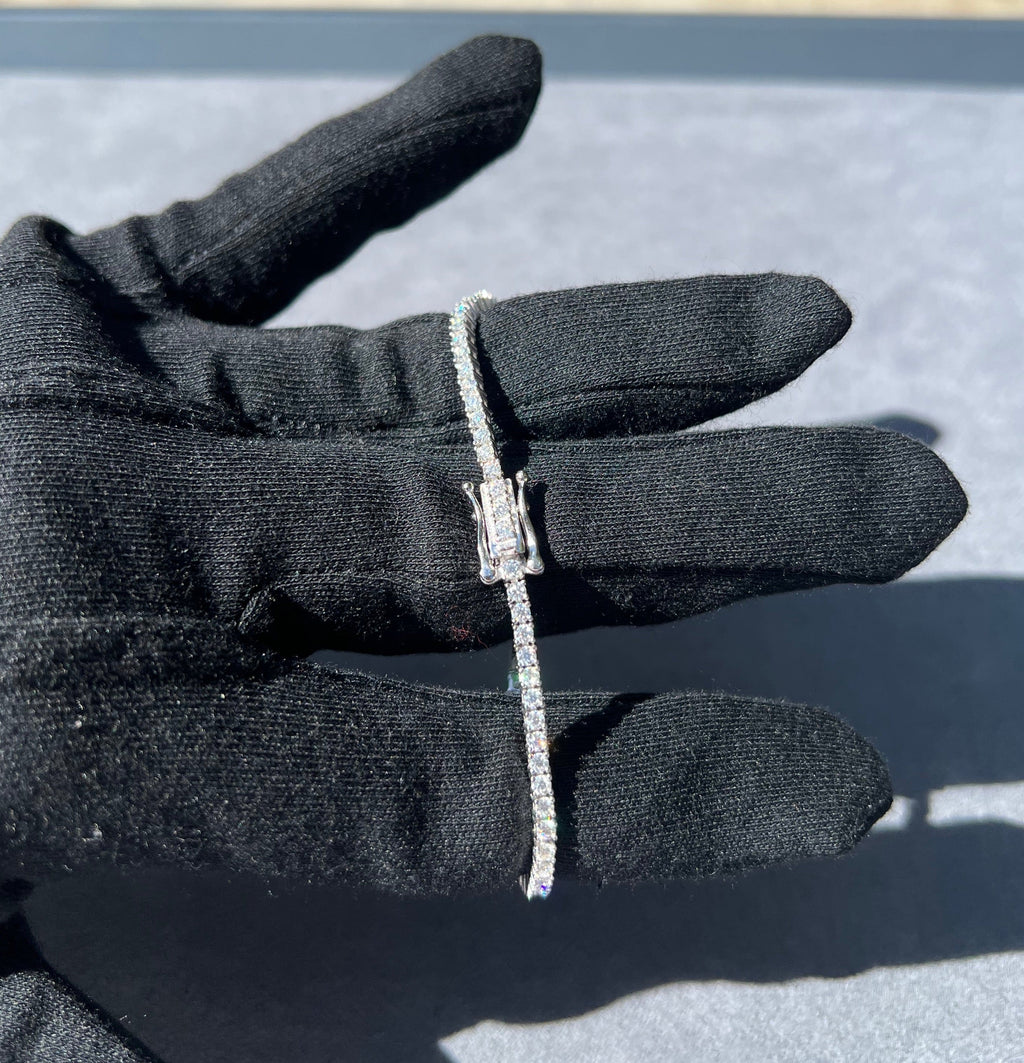 2mm Moissanite Tennis Bracelet in Solid 925 Silver