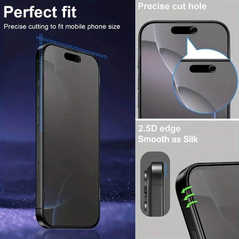 4PCS Matte Ceramic Privacy Screen Protector for iPhone 17 16 15 14 13 12 11 Pro Max Anti-Spy Anti-Scratch Anti-Fingerprint