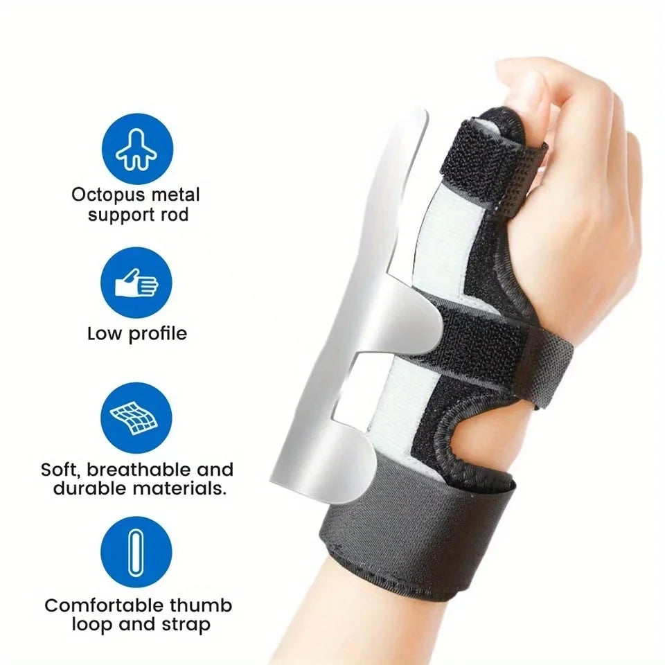 Breathable Wrist Brace with Aluminum Support, Thumb & Pinky Finger Stabilizer Straps, Wrist Guard for Sprain Relief