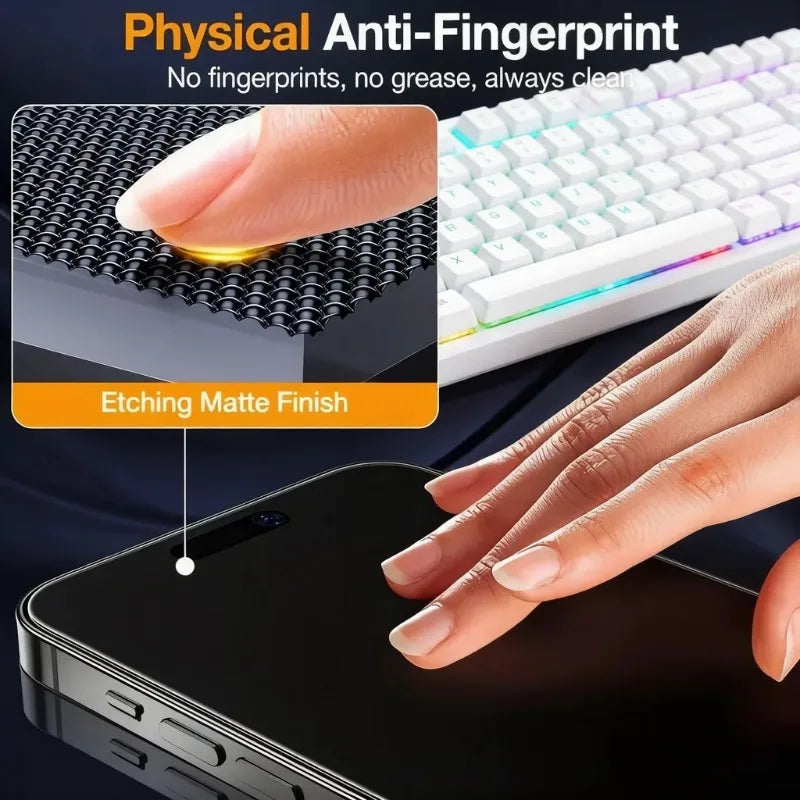 4PCS Matte Ceramic Privacy Screen Protector for iPhone 17 16 15 14 13 12 11 Pro Max Anti-Spy Anti-Scratch Anti-Fingerprint