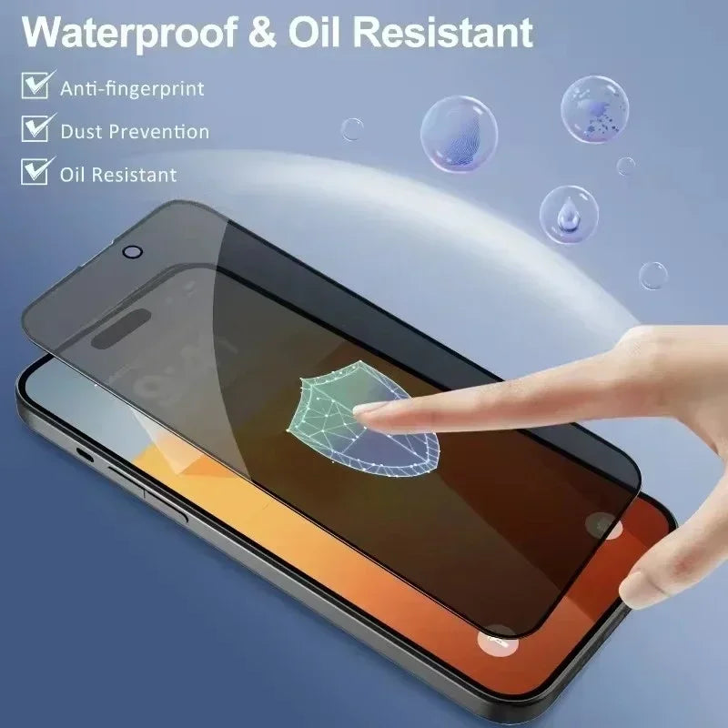 5Pcs Full Cover Privacy Screen Protector For iPhone 16 11 12 13 14 Pro Max Mini 8K Anti-spy Glass For iPhone 15 17 18 PRO XS MAX