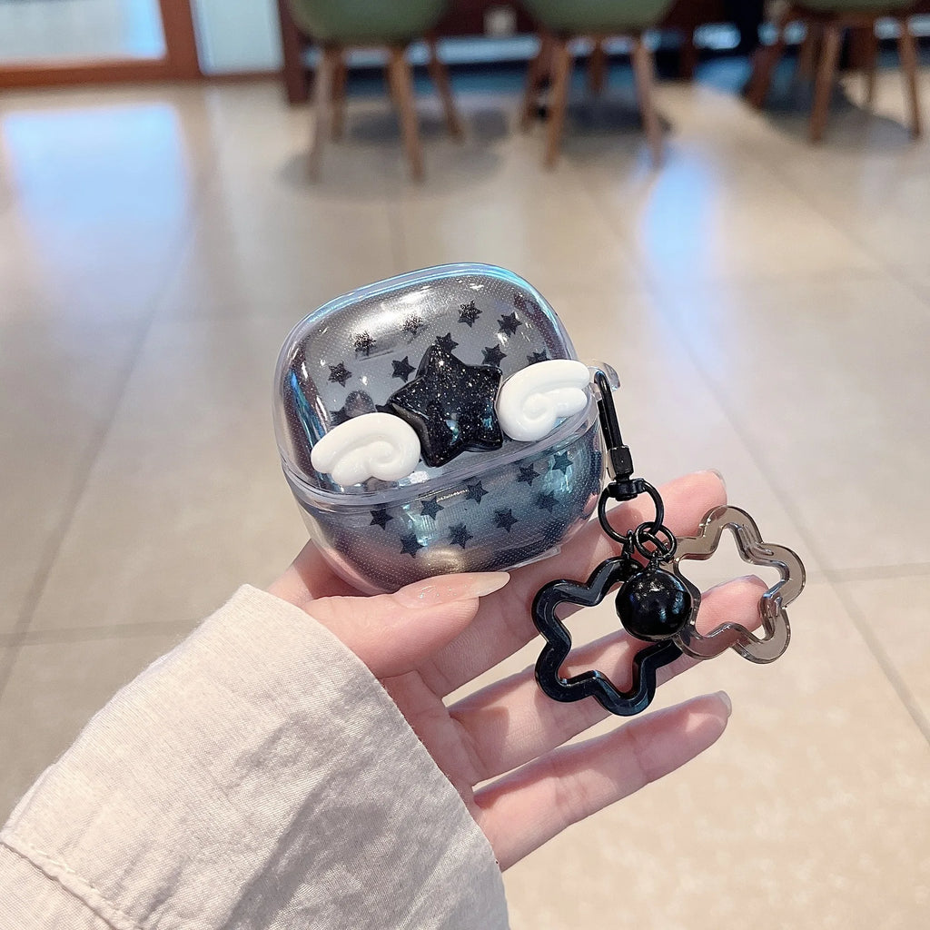 For Xiaomi Buds 6 Case 3D Rose Flower Earphone Soft TPU Cover For Xiaomi Buds5 Headphones Box Fundas With Keychain