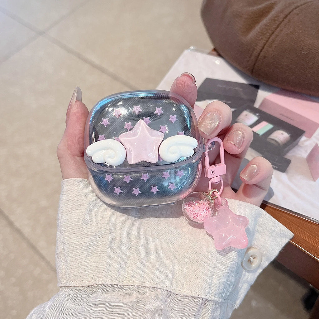 For Xiaomi Buds 6 Case 3D Rose Flower Earphone Soft TPU Cover For Xiaomi Buds5 Headphones Box Fundas With Keychain