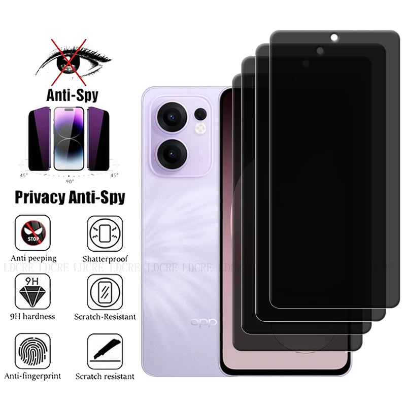 4Pcs For Reno 13F Glass OPPO Reno 13F Reno13F Screen Protector 9H HD Phone Protective Privacy Anti-Spy Tempered Glass Reno 13F