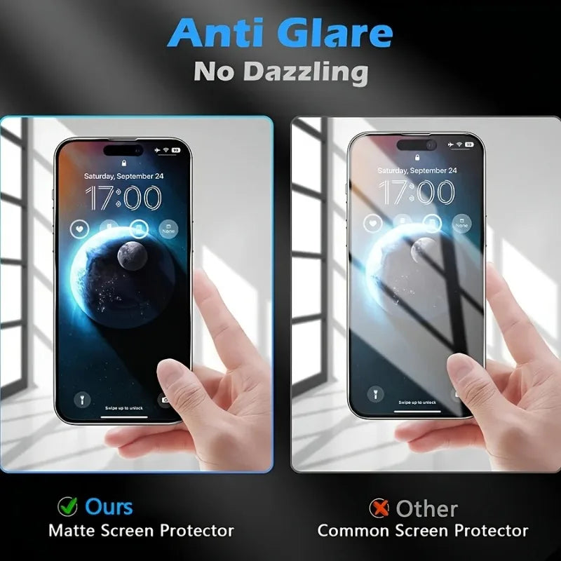 4PCS Matte Ceramic Privacy Screen Protector for iPhone 17 16 15 14 13 12 11 Pro Max Anti-Spy Anti-Scratch Anti-Fingerprint